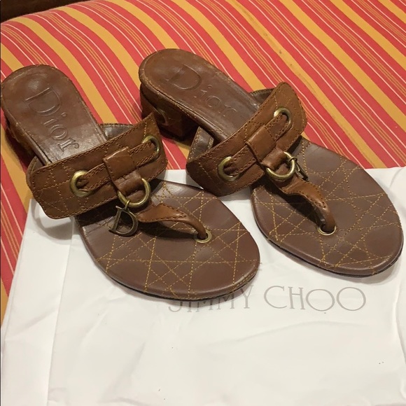 Dior Shoes - Brown Quilt Leather Christian Dior Sandals